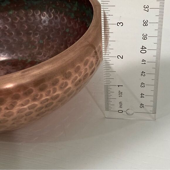 Vintage Hammered Copper Bowl Approximately 3" H X 7.25" Round - Picture 4 of 12